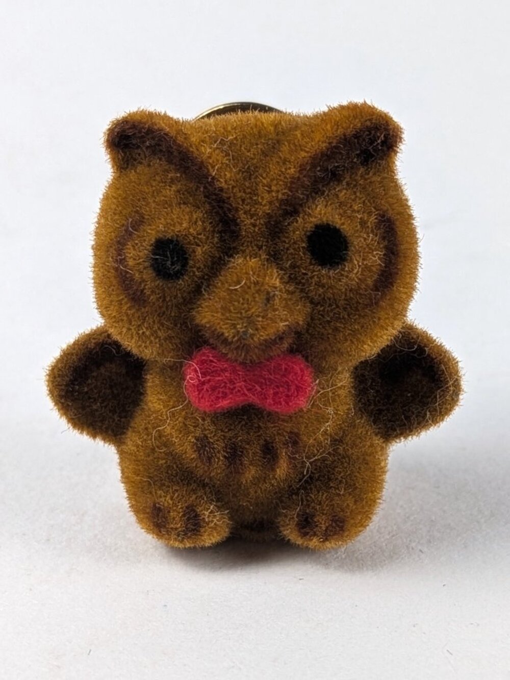 Vintage 70s/80s Flocked Owl Pin